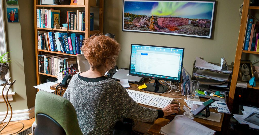 Woman working at her desk