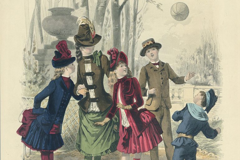 Fashion plate featuring late 19th century fashion